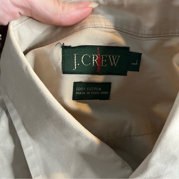 Vintage Jcrew Tan Neutral Button Down Shirt Size L Large Minimalist. - Picture 4 of 5